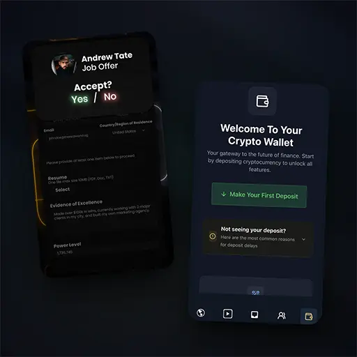 The Real World Wallet and Job Board screenshot of the real world wallet and job board