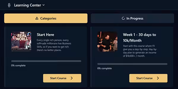 screenshot of the business mastery campus learning center