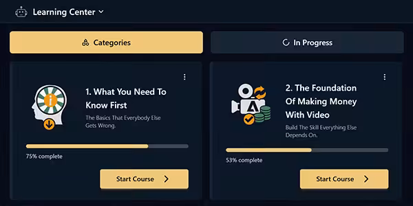 screenshot of the content creation campus learning center