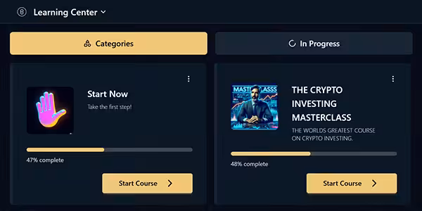 screenshot of the crypto investing campus learning center