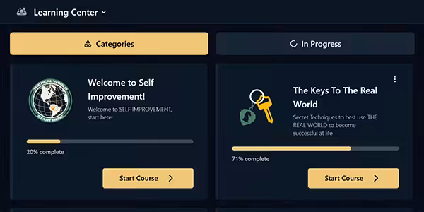 screenshot of the self-improvement campus learning center