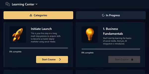 screenshot of the social media campus learning center